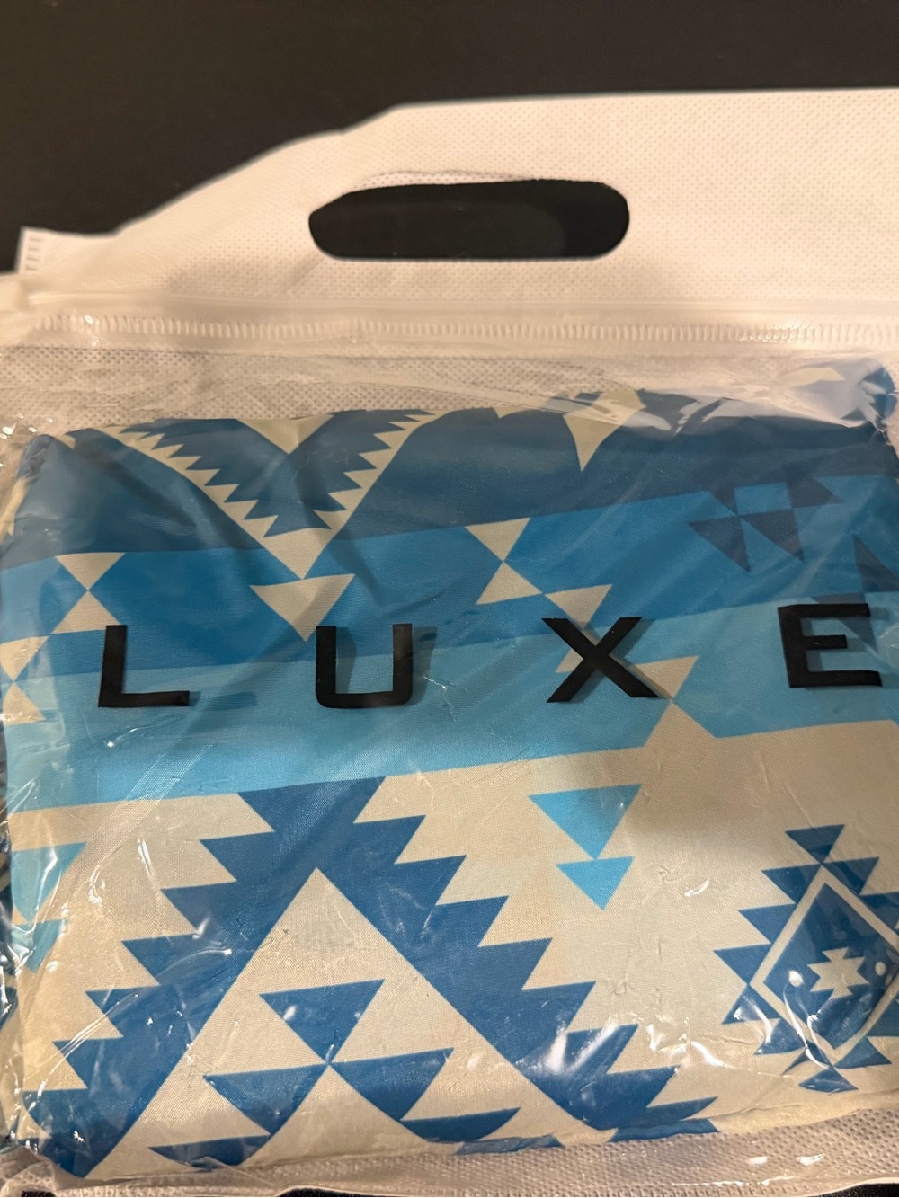Luxe Blue and Cream Geometric Aztec beach mat